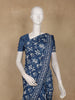 Indigo Blue Block Printed Mul Mul Cotton Saree