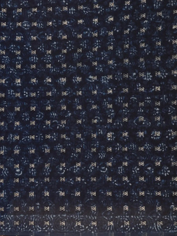 Indigo Blue Floral Printed Cotton Saree - Diadem