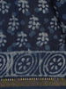 Indigo Blue Floral Printed Cotton Saree - Diadem