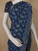 Indigo Blue Floral Printed Cotton Saree - Diadem