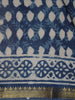 Indigo Blue Leaf Printed Cotton Saree - Diadem