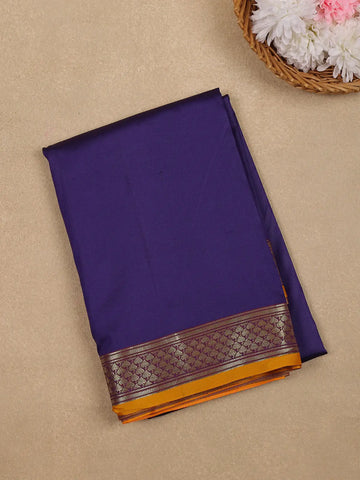 Ink Blue Solid Design Soft Silk Saree - Diadem