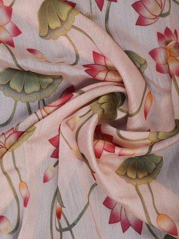 Ivory Floral Design Tussar Silk Saree - Diadem