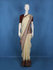Ivory Floral Embroidered Banarasi Silk Saree