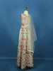 Ivory Floral Embroidered Silk Kids Lehenga With Dupatta - Diadem