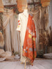 Ivory Floral Printed Cotton Salwar Suit with Rust Printed Dupatta