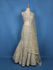 Ivory Floral Sequins Embroidered Mermaid Net Lehenga With Dupatta