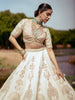 Ivory Gold Zari Embroidered Bridal Silk Lehenga Set - Diadem