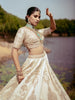 Ivory Gold Zari Embroidered Bridal Silk Lehenga Set - Diadem