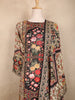 Ivory Kashmiri Floral Printed Design Crepe Straight Cut Salwar Suit with Dupatta