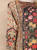 Ivory Kashmiri Floral Printed Design Crepe Straight Cut Salwar Suit with Dupatta