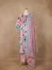 Ivory Pink Multicolor Floral Printed Cotton Salwar Suit - Diadem