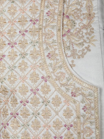 Ivory Floral Designed Sherwani Suit for Reception - Diadem