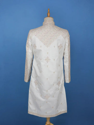 Ivory Floral Designed Sherwani Suit for Reception - Diadem