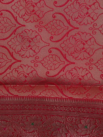 Ivory Floral Designed Woven Banarasi Silk Saree - Diadem