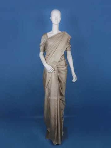 Ivory Floral Woven Pure Kanchipuram Silk Saree - Diadem