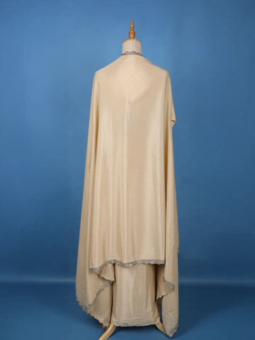 Ivory Sequin Embellished Crop Top with Draped Skirt - Diadem