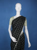 Jet Black and Silver Checked Woven Soft Silk Saree - Diadem