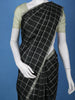 Jet Black and Silver Checked Woven Soft Silk Saree - Diadem