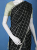Jet Black and Silver Checked Woven Soft Silk Saree - Diadem