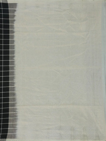 Jet Black and Silver Checked Woven Soft Silk Saree - Diadem
