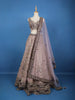 Lavender And Purple Floral Embroidered Silk Lehenga With Net Dupatta - Diadem
