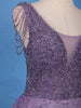 Purple Beaded Net Gown with Deep Neck - Diadem