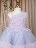 Lavender Butterfly Layered Design Net Ruffle Frock
