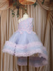 Lavender Butterfly Layered Design Net Ruffle Frock