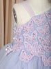 Lavender Butterfly Layered Design Net Ruffle Frock