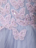 Lavender Butterfly Layered Design Net Ruffle Frock