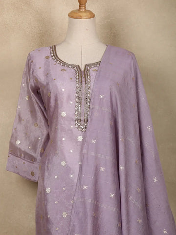 Lavender Floral Butta Design Silk Salwar Suit - Diadem