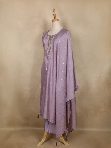 Lavender Floral Butta Design Silk Salwar Suit - Diadem