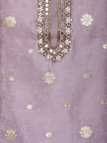 Lavender Floral Butta Design Silk Salwar Suit - Diadem