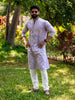 Lavender Floral Designed Cotton Kurta Set - Diadem