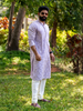 Lavender Floral Designed Cotton Kurta Set - Diadem