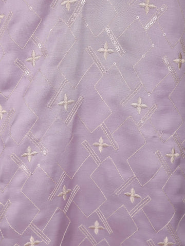Lavender Floral Designed Cotton Kurta Set - Diadem
