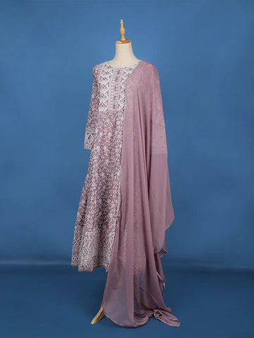 Lavender Floral Embroidered Cotton Salwar Suit - Diadem