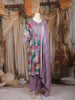 Lavender Floral Printed Cotton Salwar Suit with Embroidered Yoke and Dupatta