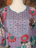 Lavender Floral Printed Cotton Salwar Suit with Embroidered Yoke and Dupatta
