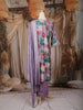 Lavender Floral Printed Cotton Salwar Suit with Embroidered Yoke and Dupatta