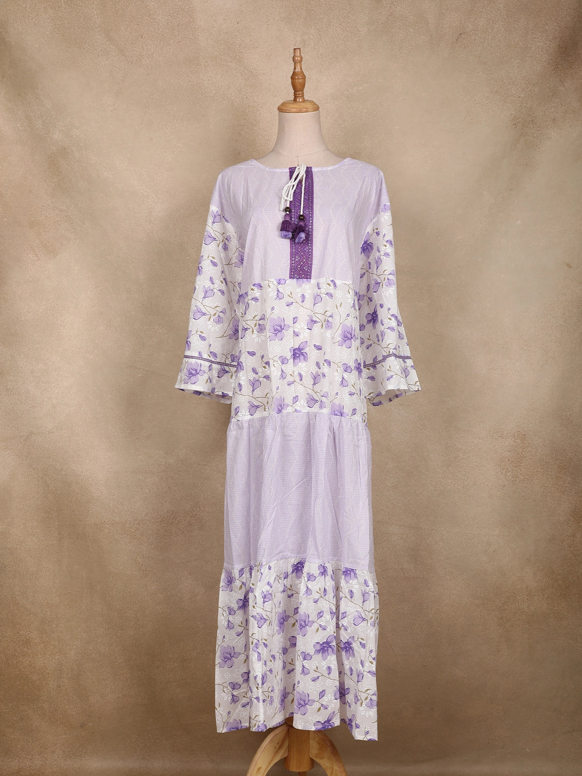 Lavender Floral Printed Design Cotton Kurti