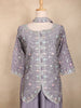Lavender Floral Thread Embroidered Semi Silk Palazzo Suit with Dupatta