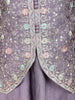 Lavender Floral Thread Embroidered Semi Silk Palazzo Suit with Dupatta