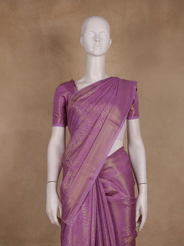 Lavender Leaf Motif Banarasi Silk Saree - Diadem