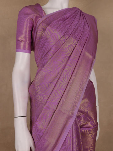Lavender Leaf Motif Banarasi Silk Saree - Diadem