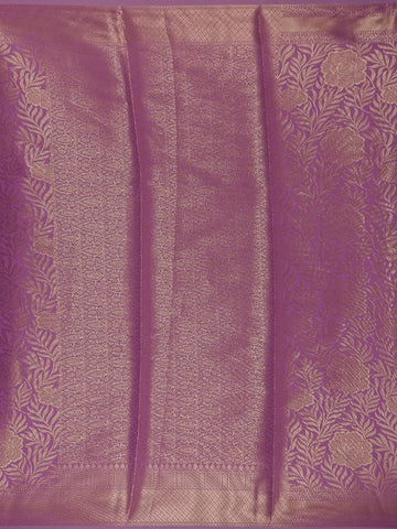 Lavender Leaf Motif Banarasi Silk Saree - Diadem