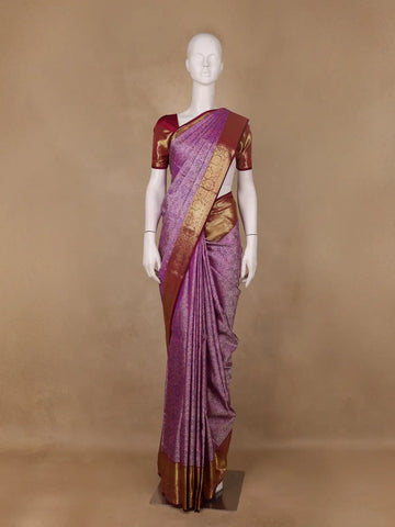 Lavender Paisley Woven Pure Kanchipuram Silk Saree - Diadem