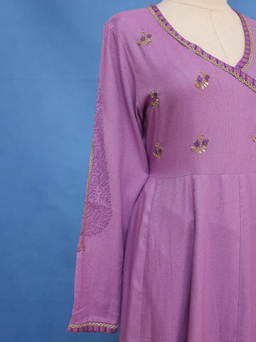 Lavender Purple Sequins Embroidery Cotton Salwar Suit - Diadem