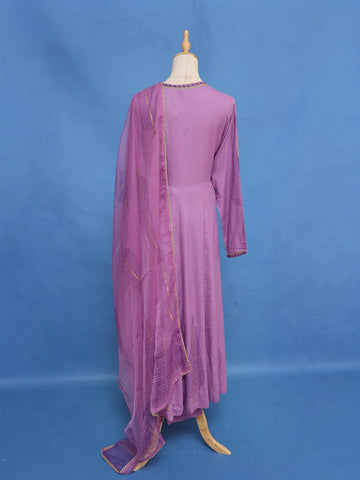 Lavender Purple Sequins Embroidery Cotton Salwar Suit - Diadem
